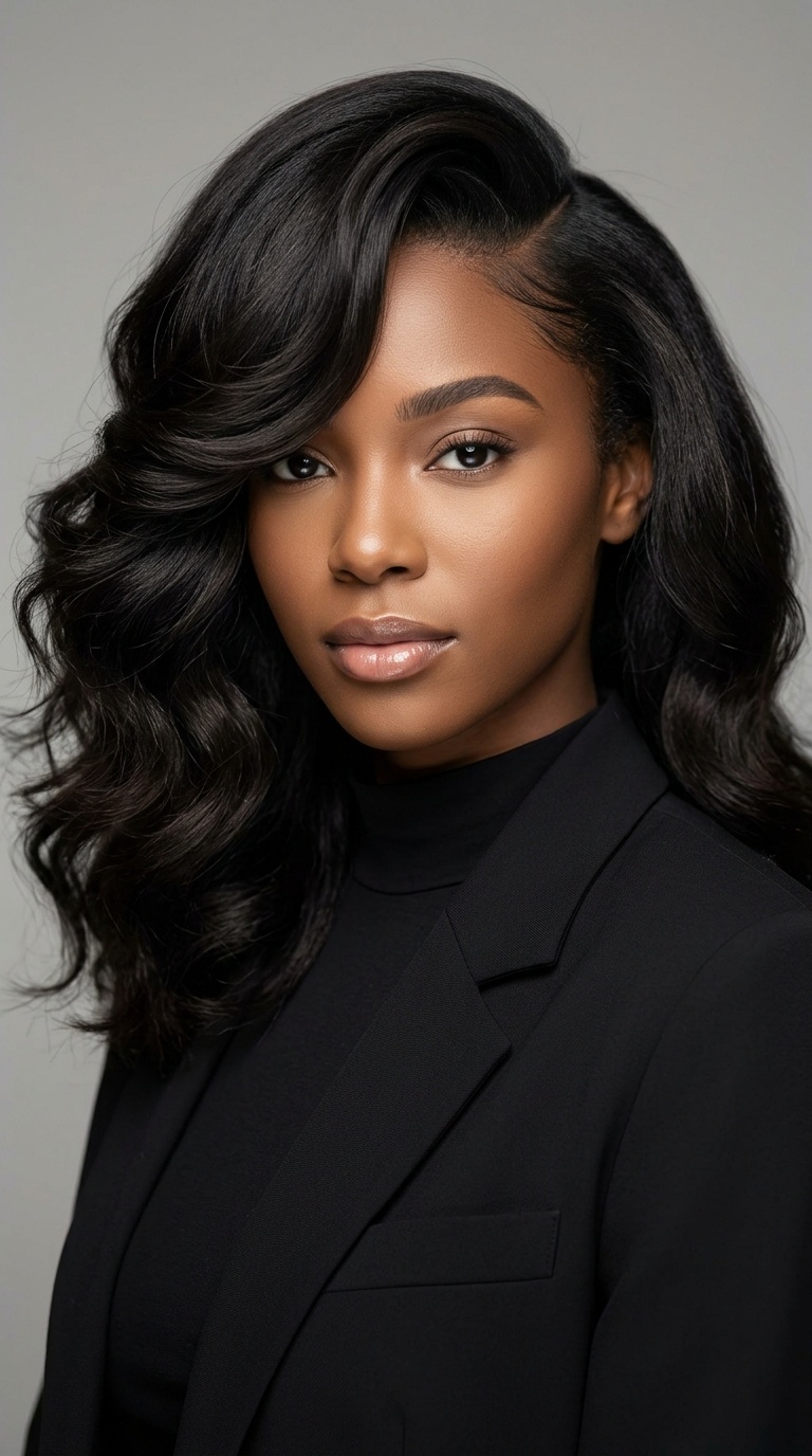 The Side-Parted Hollywood Glam