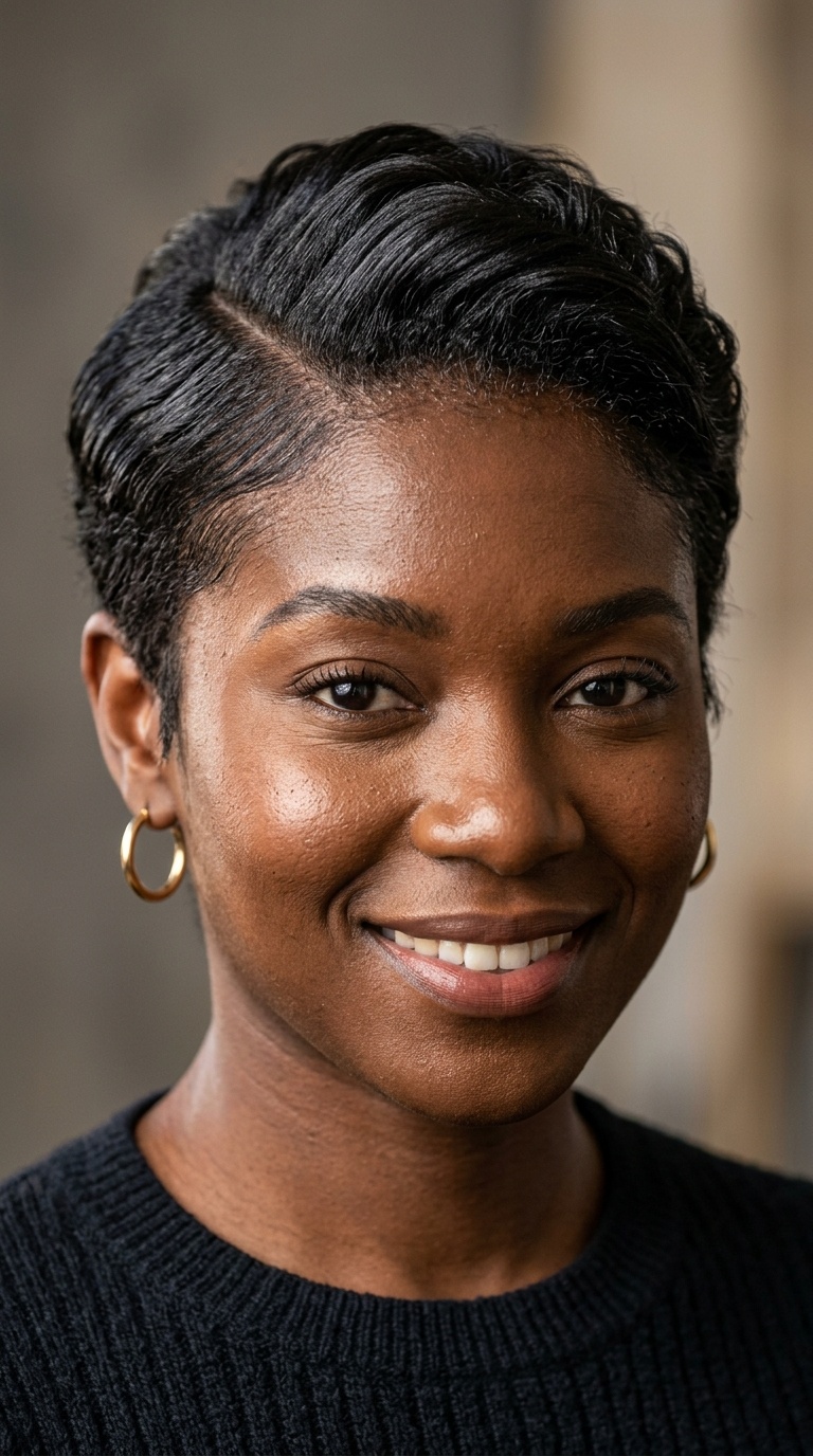 The Side-Parted Sleek Pixie