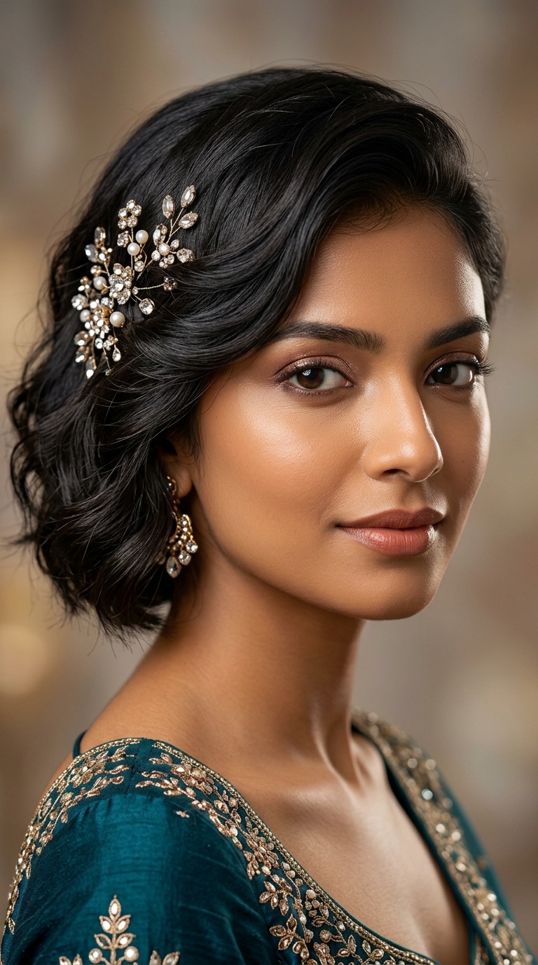The Side-Pinned Shimmer Look