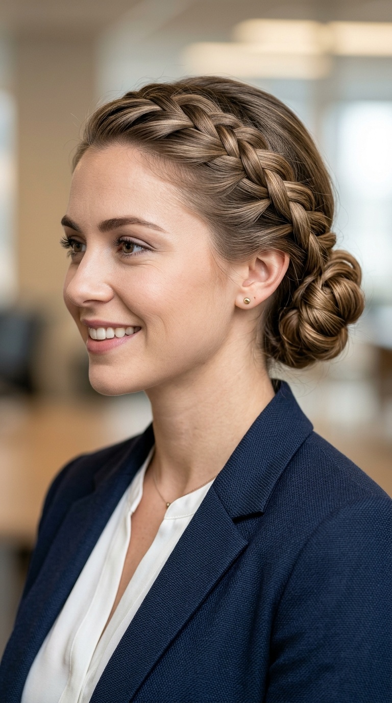 The Side-Swept Braided Low Bun