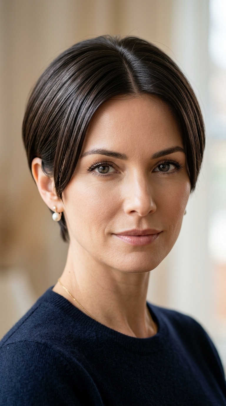 The Sleek Center-Parted Pixie