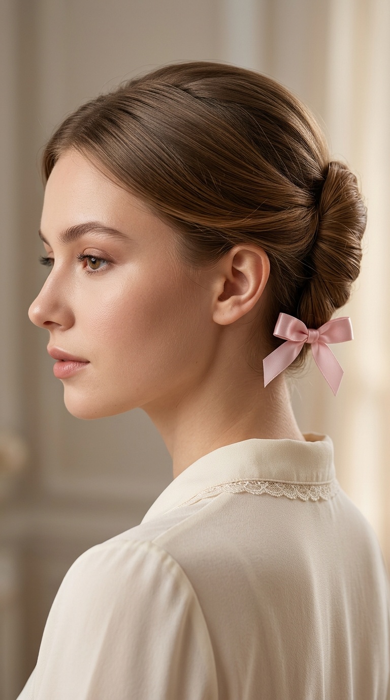 The Sleek French Twist with a Bow