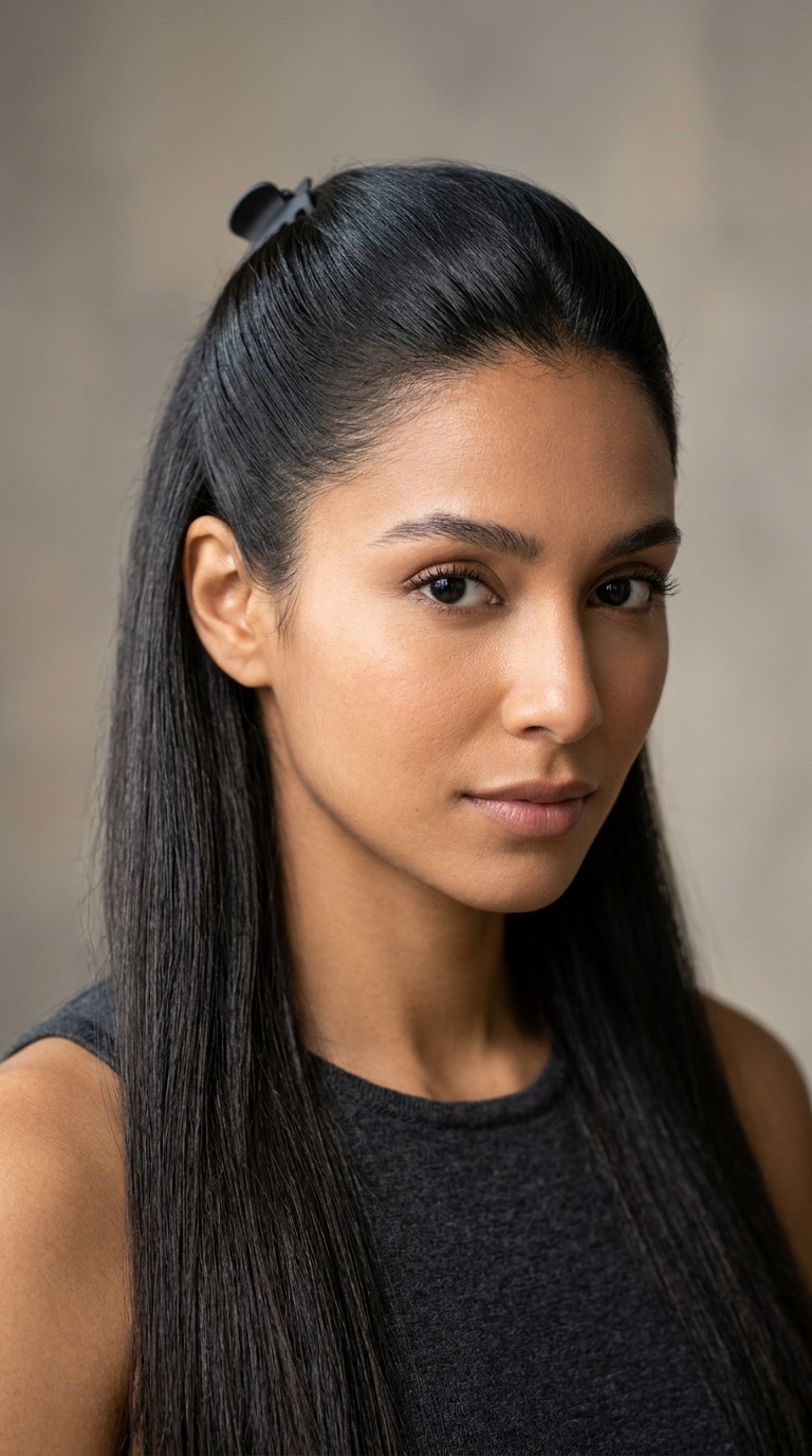 The Sleek Half-Up Look