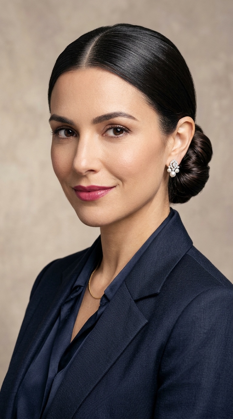 The Sleek Middle-Part Chignon