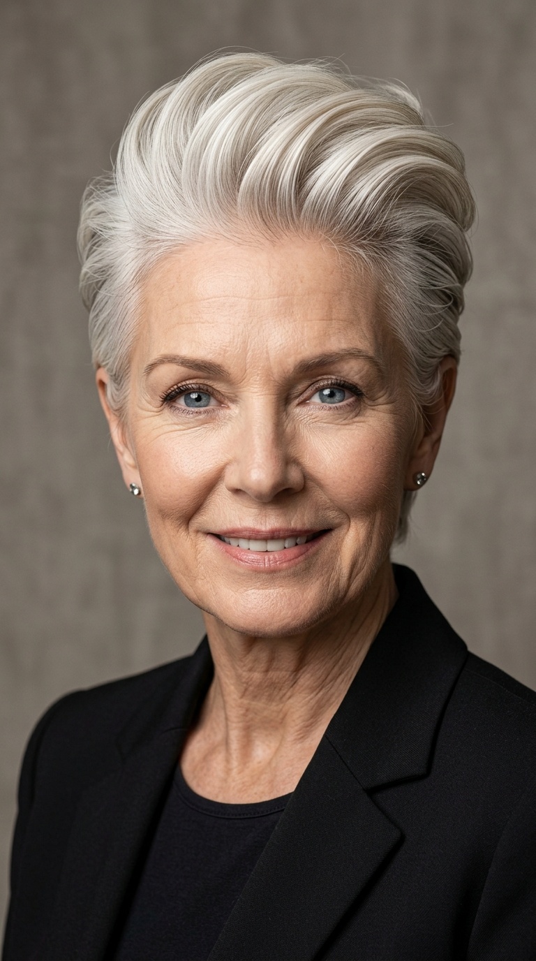 The Sleek Platinum Pompadour