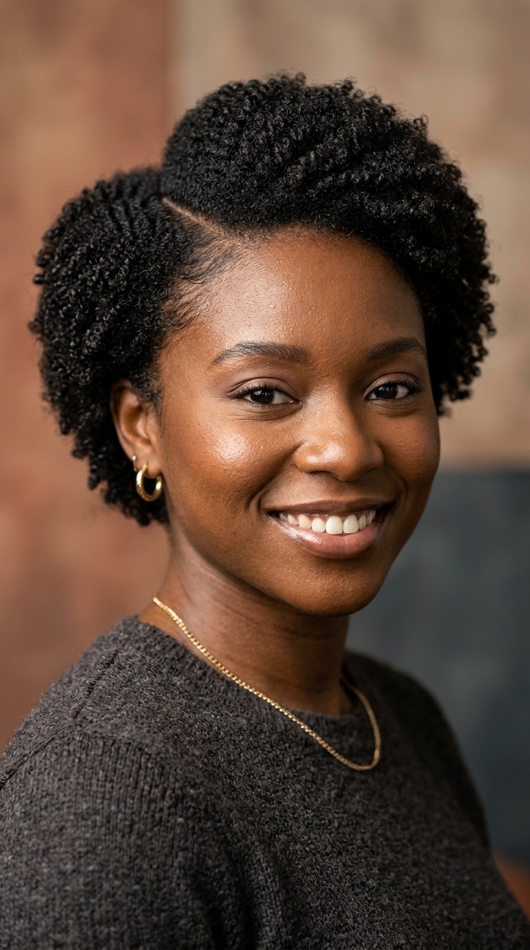 The Sleek Side-Parted Mini-Fro