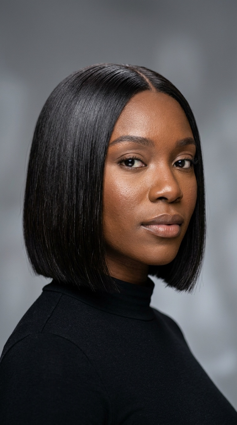 The Sleek Silk Press Blunt Bob