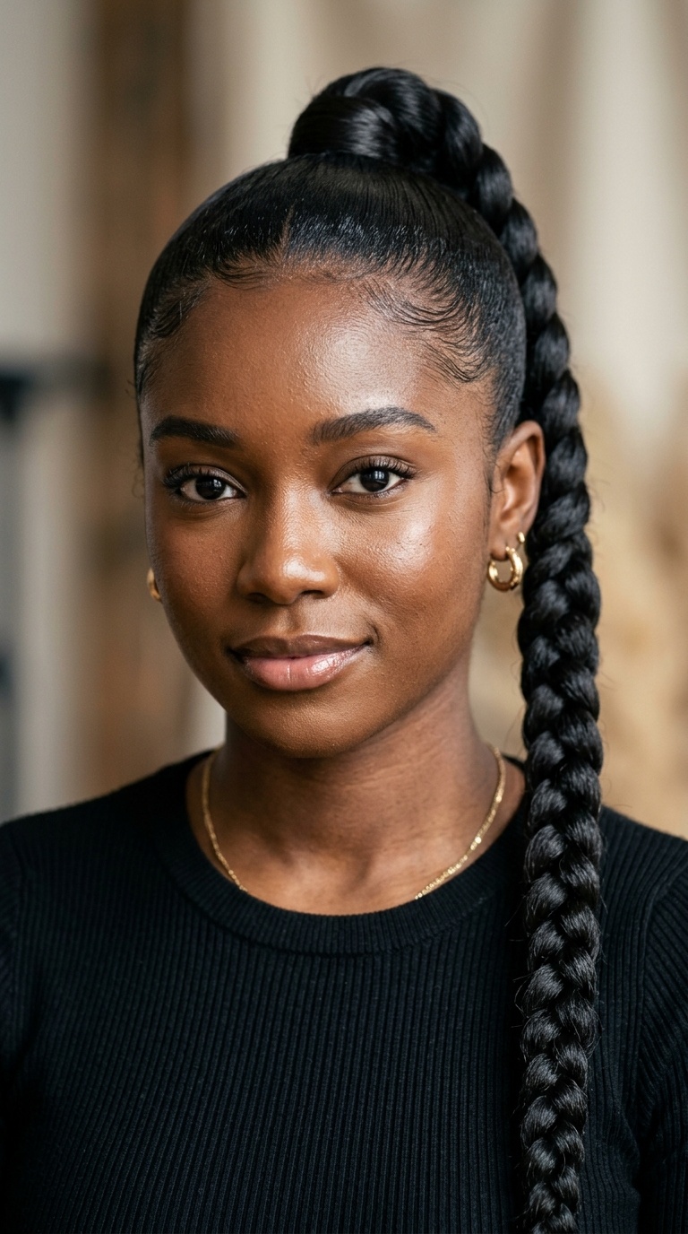 The Sleek Single Braid Ponytail