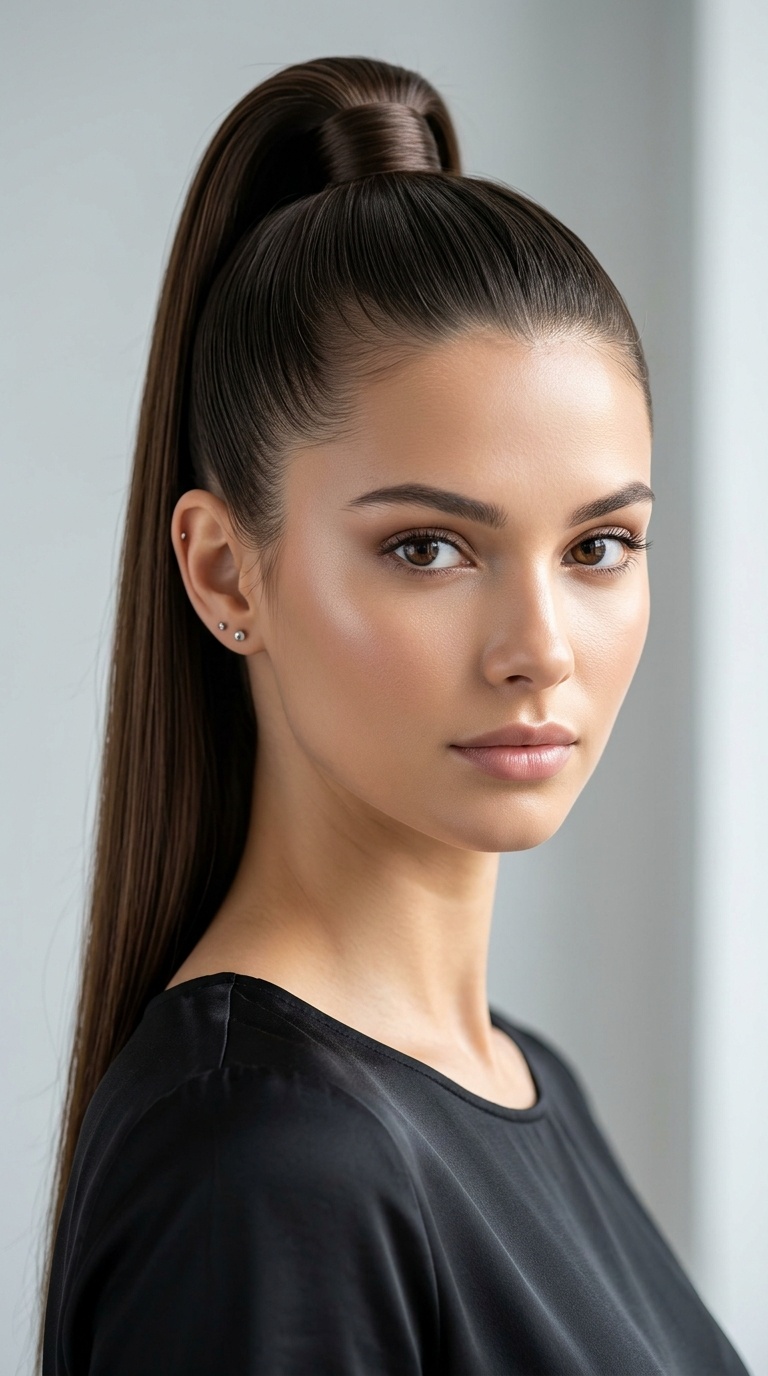 The Sleek Sky-High Ponytail