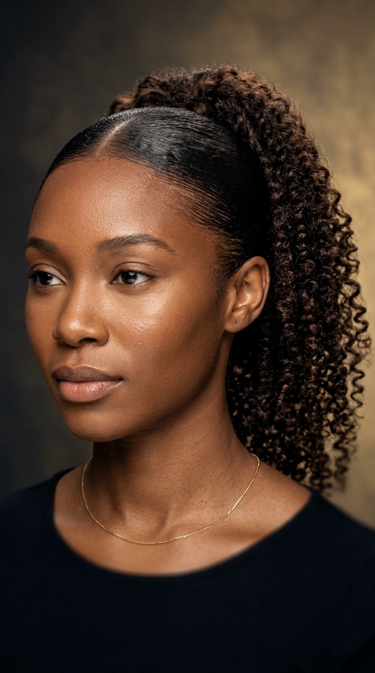 The Sleek-To-Curly High Pony