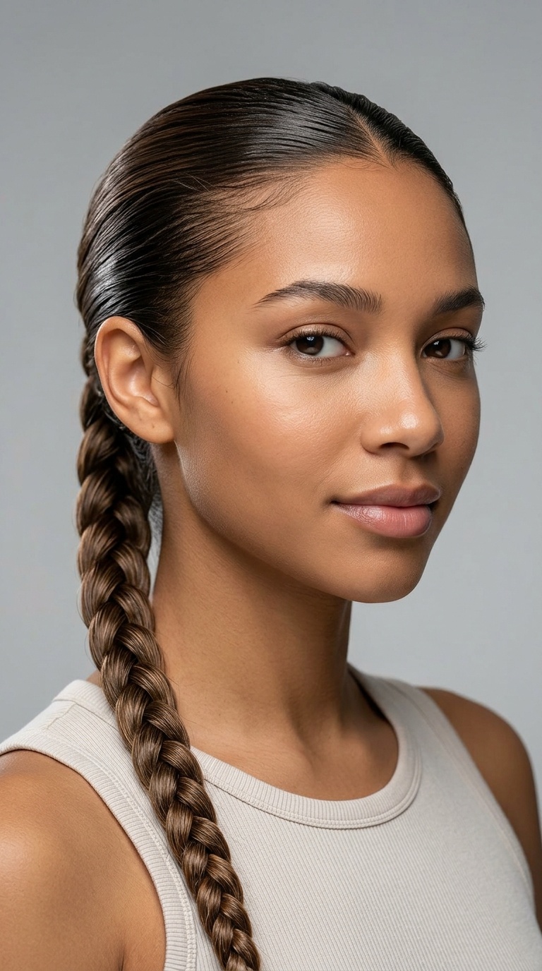 The Slicked-Back Single Braid