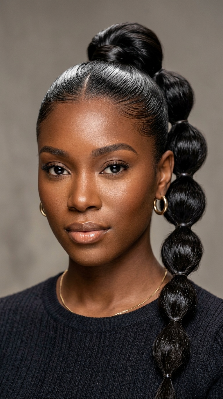The Slicked Bubble Ponytail