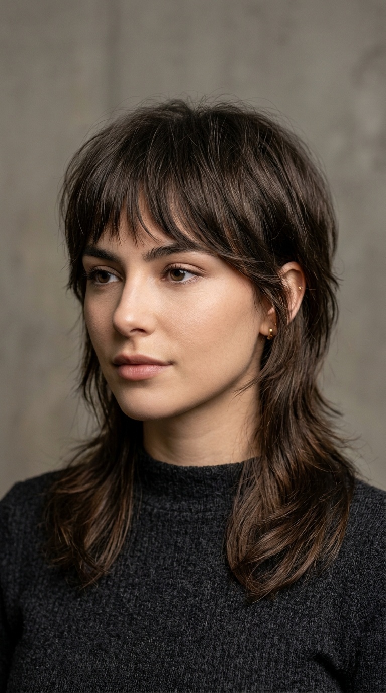 The Soft Layered Fringe Mullet