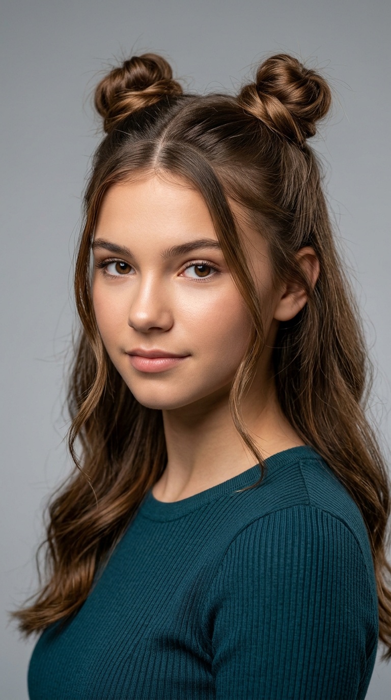 The Space Bun Half-Up Look