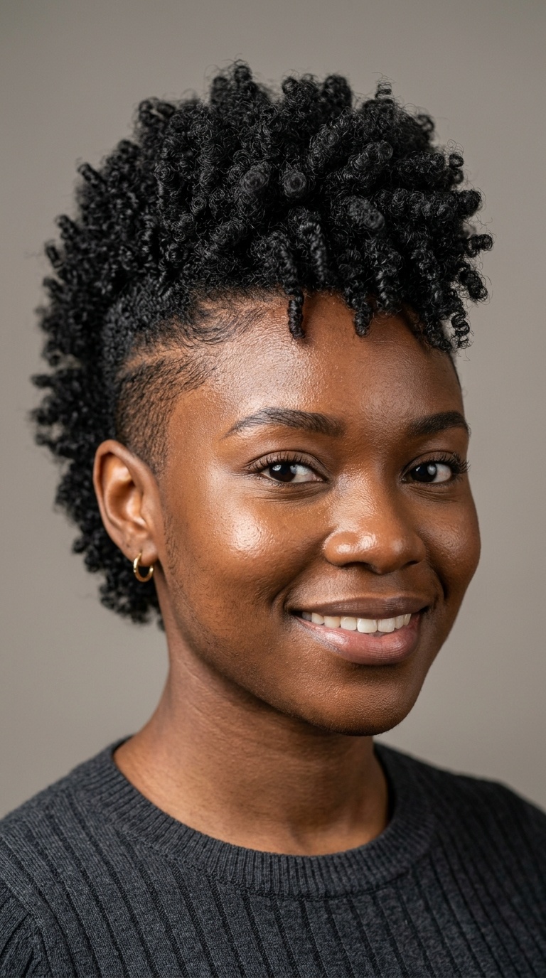 The Tapered Natural Curl Mohawk