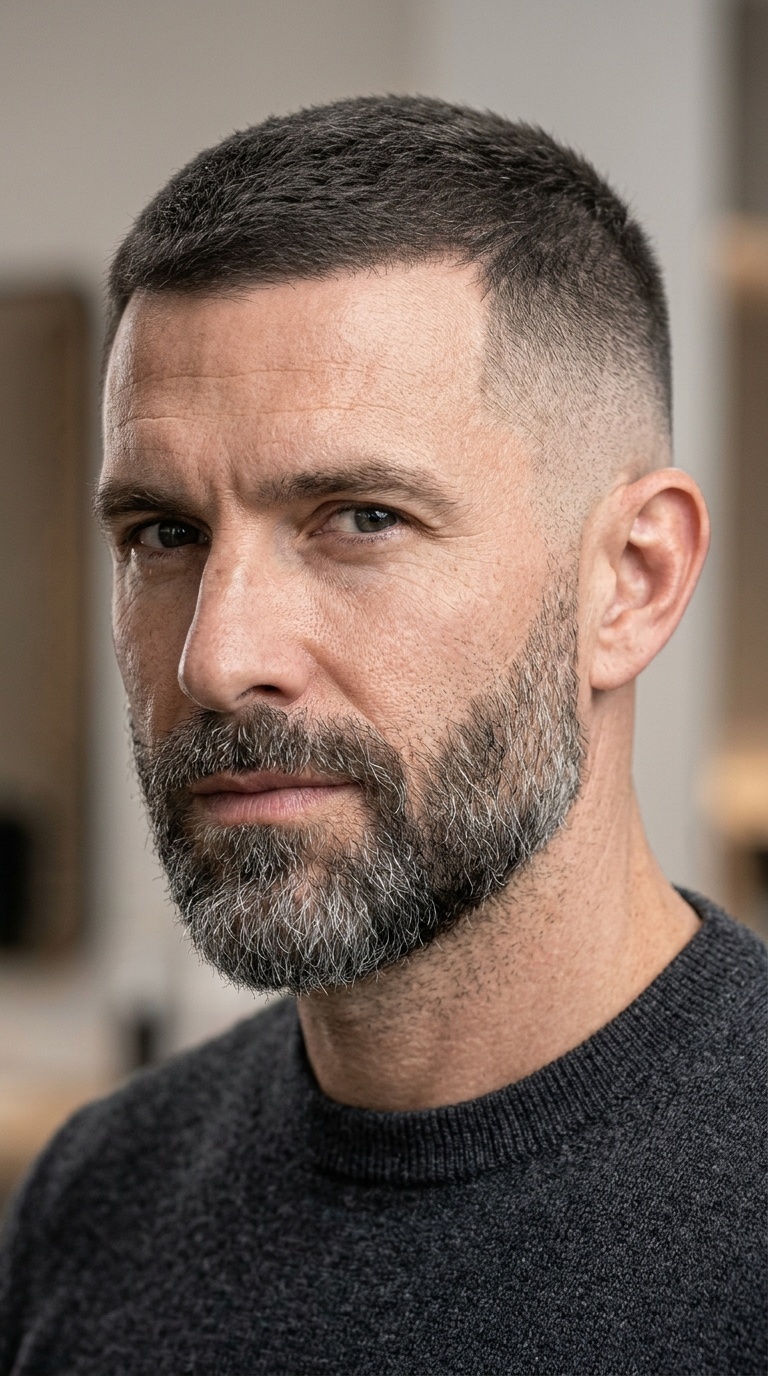 The Tapered Zero Cut with a Grey-Flecked Beard