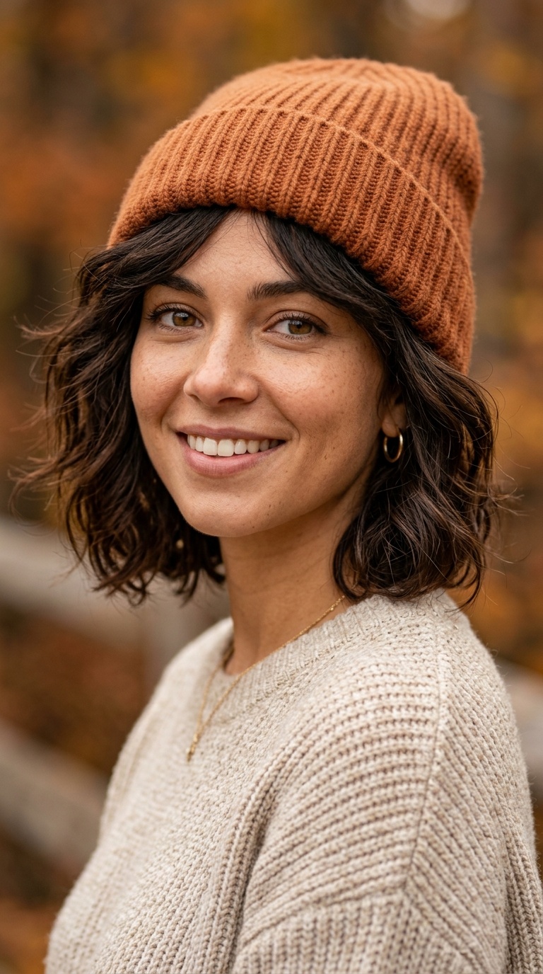The Textured Bob with a Beanie