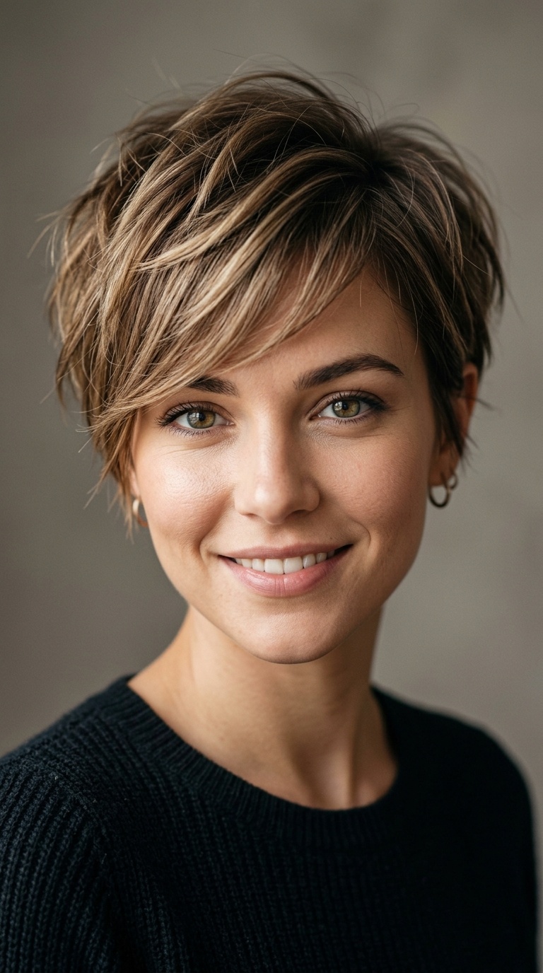 The Textured Pixie with Side-Swept Bangs