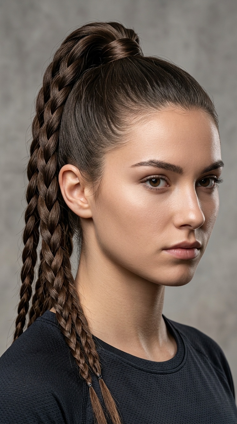 The Triple-Braided High Ponytail