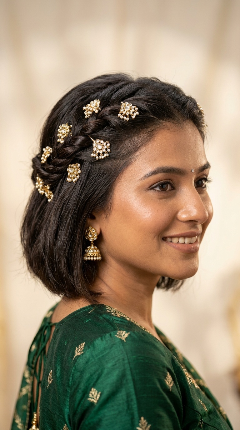 The Twisted Crown with Kundan Pins