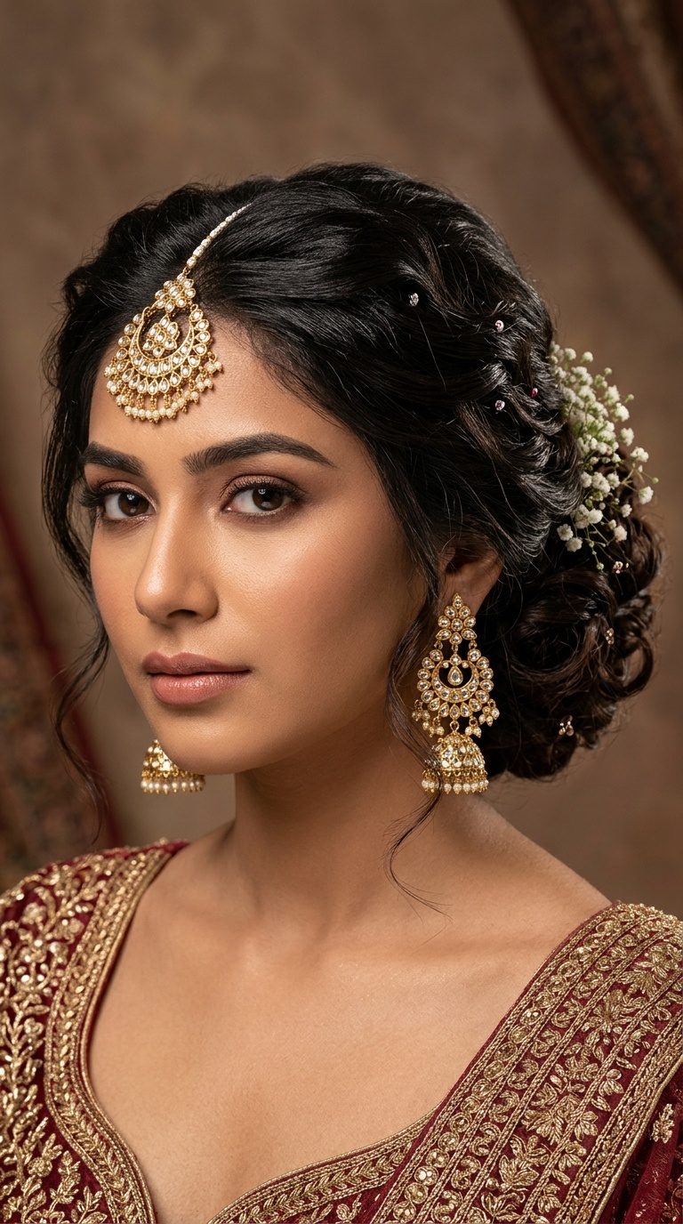 The Voluminous Chignon with Maang Tikka