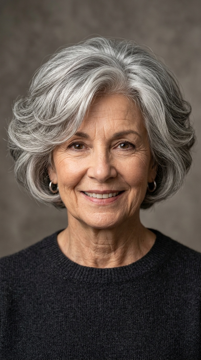 The Voluminous Salt-and-Pepper Bob