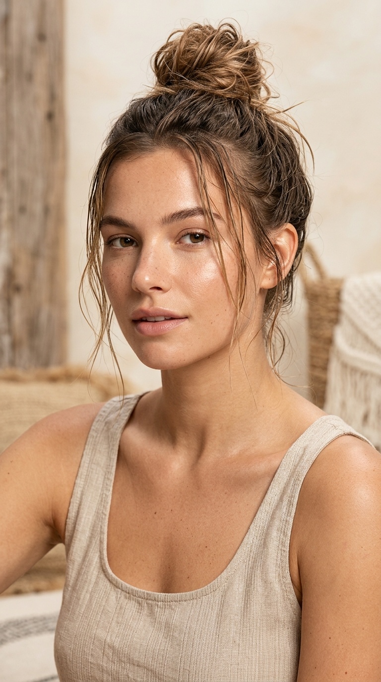 The Wet-Look Messy Bun