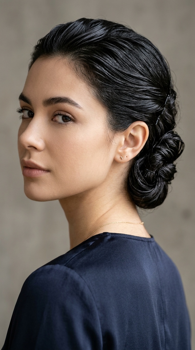 The Wet-Look Sculpted Nape Knot