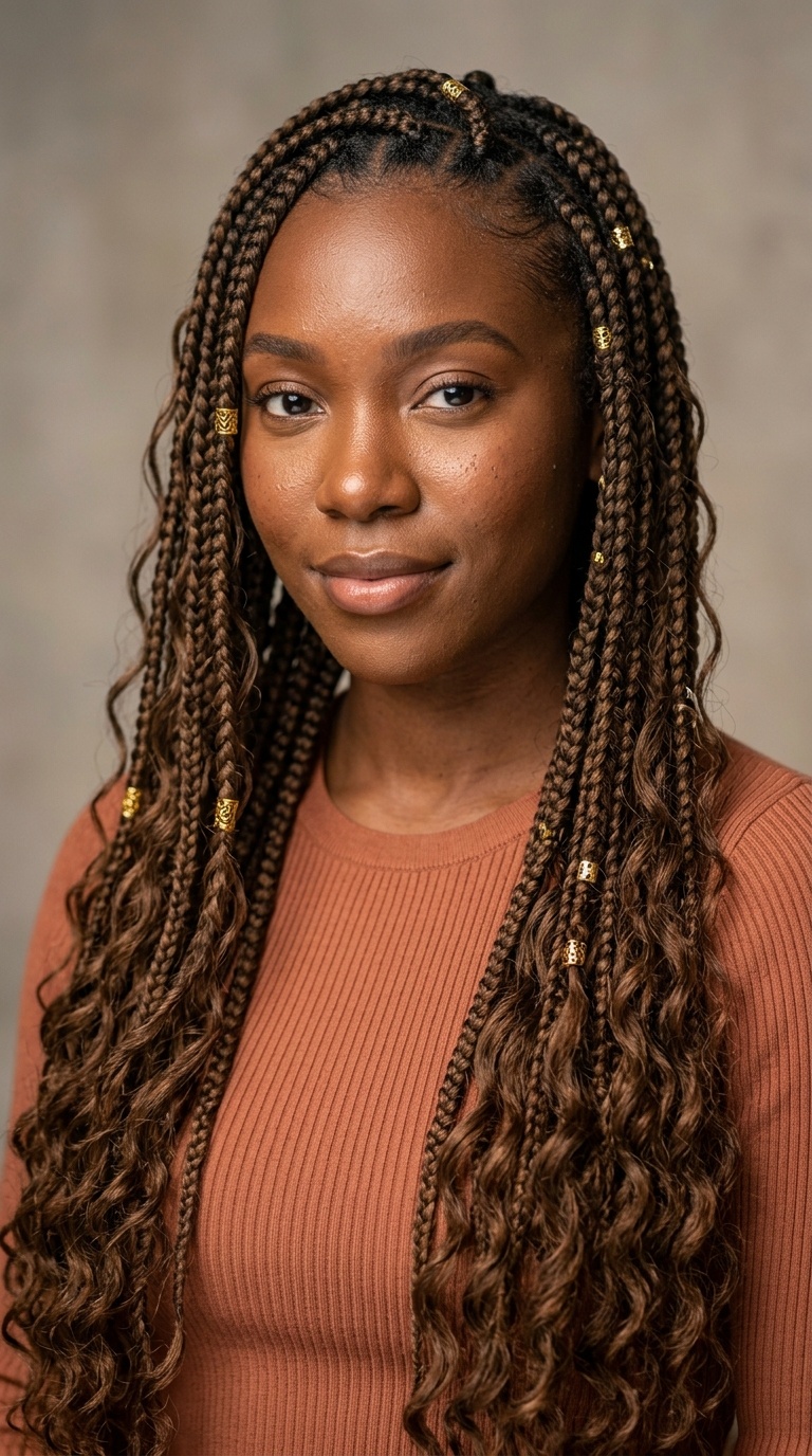 Thigh-Length Goddess Braids