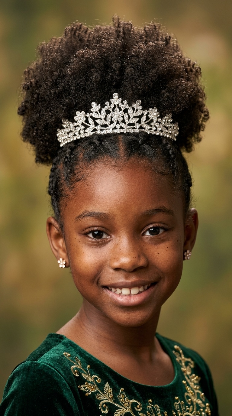 Tiana-Inspired High Puff with Tiara