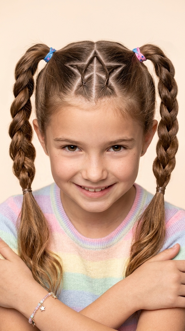 Tied-Back Star Pigtails