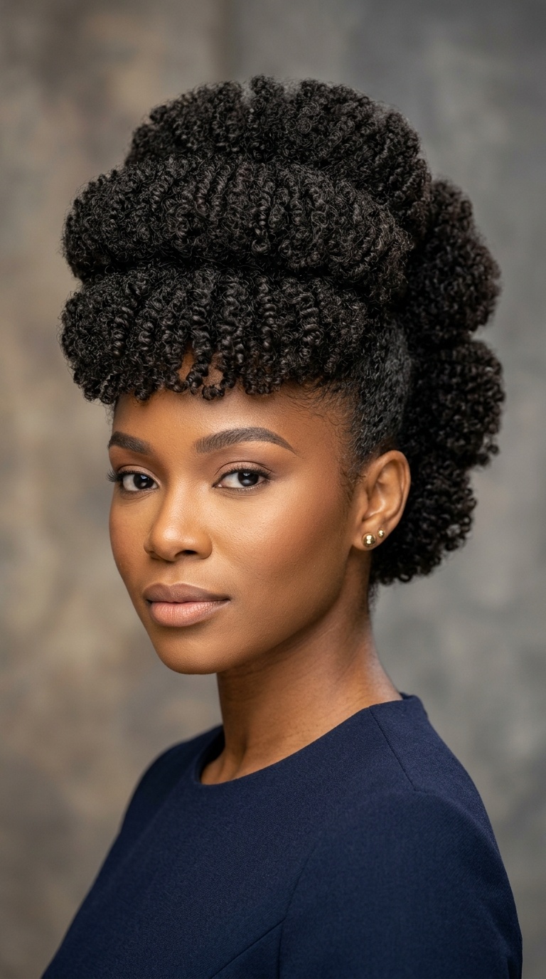 Tiered Pompadour with Natural Coils