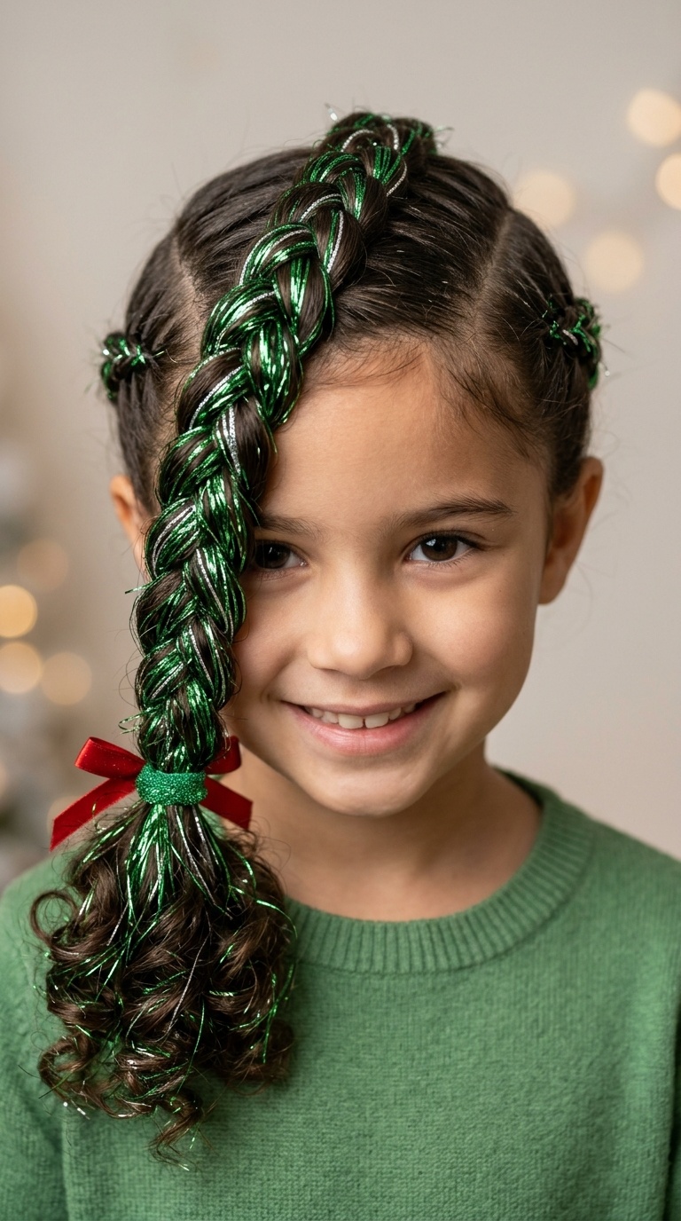 Tinsel-Laced Grinch Plait