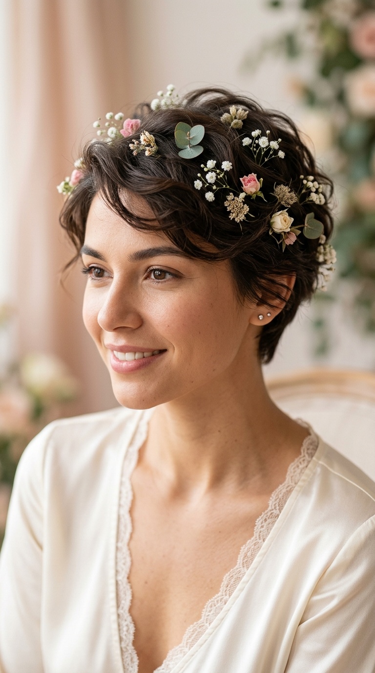 Tiny Floral Accents in a Pixie