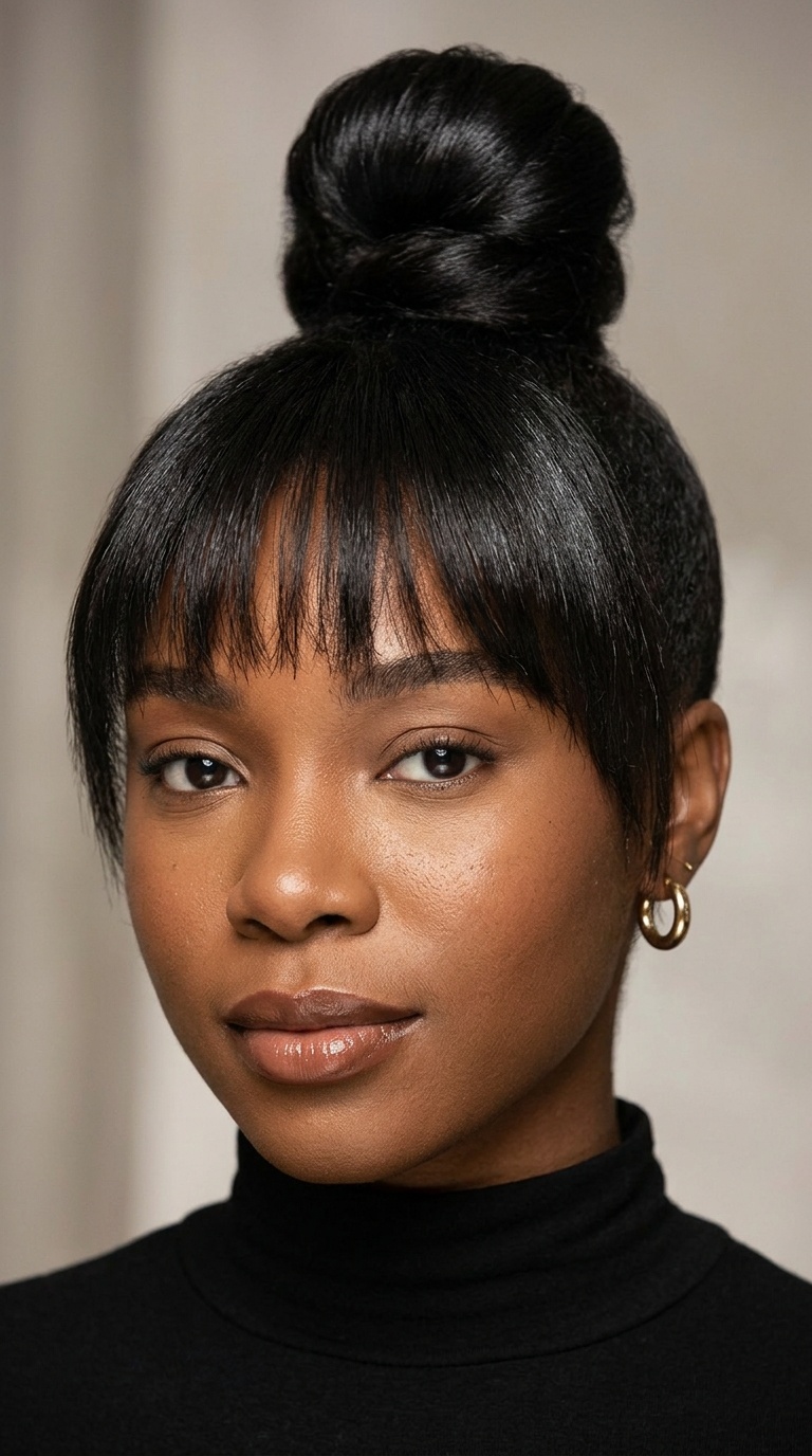 Top Knot Bun with Fringe