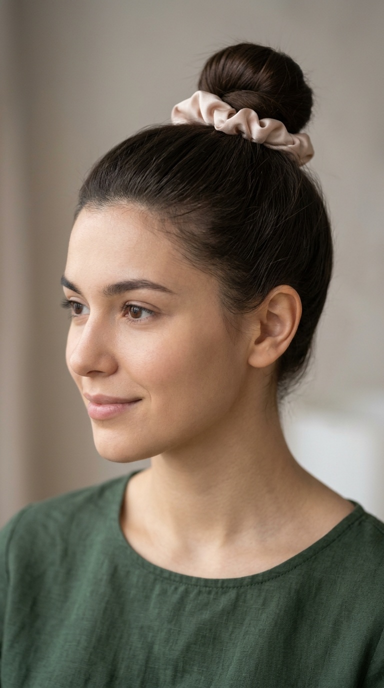 Top Knot with a Silk Scrunchie