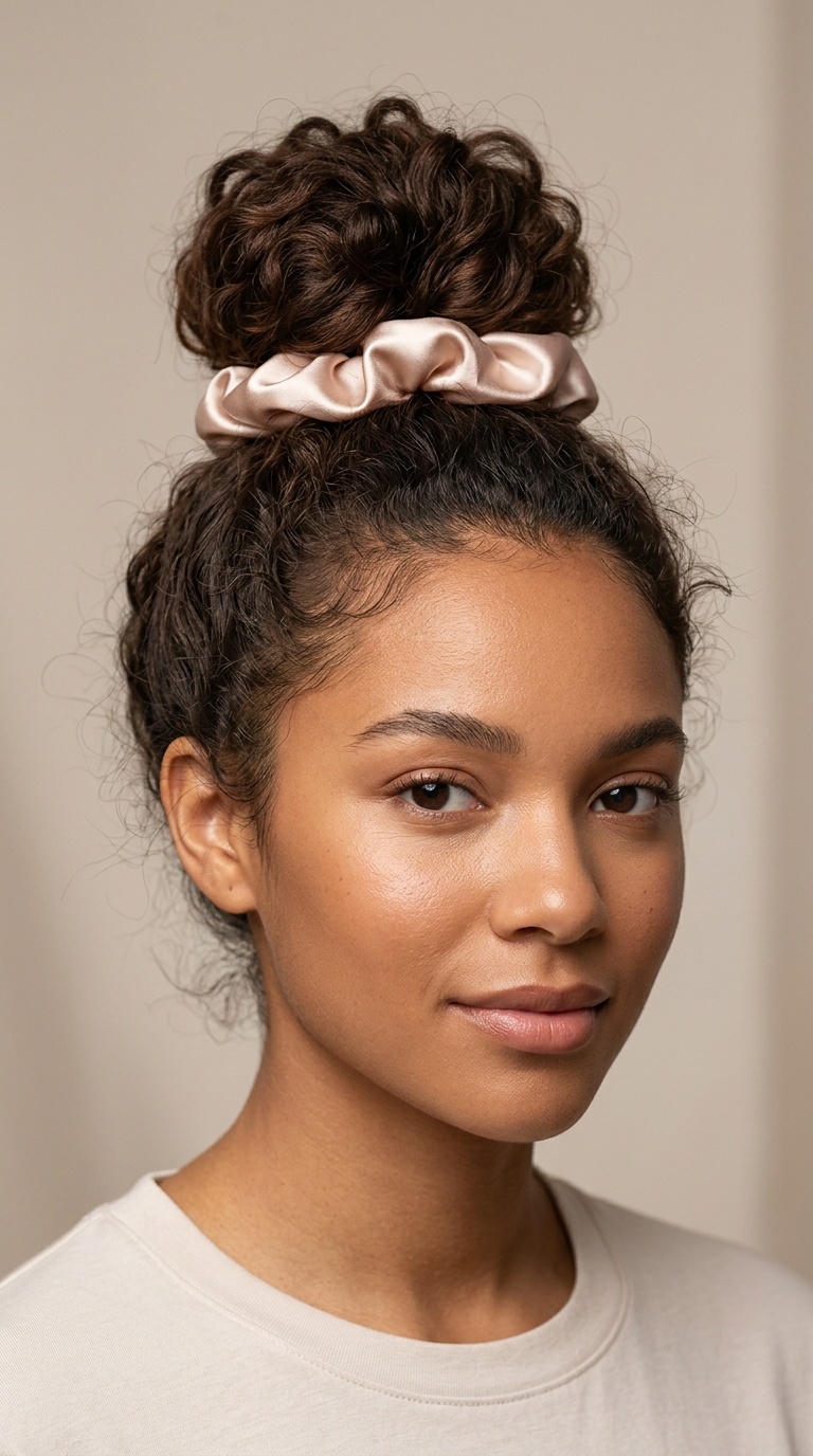 Top Knot with a Silk Scrunchie