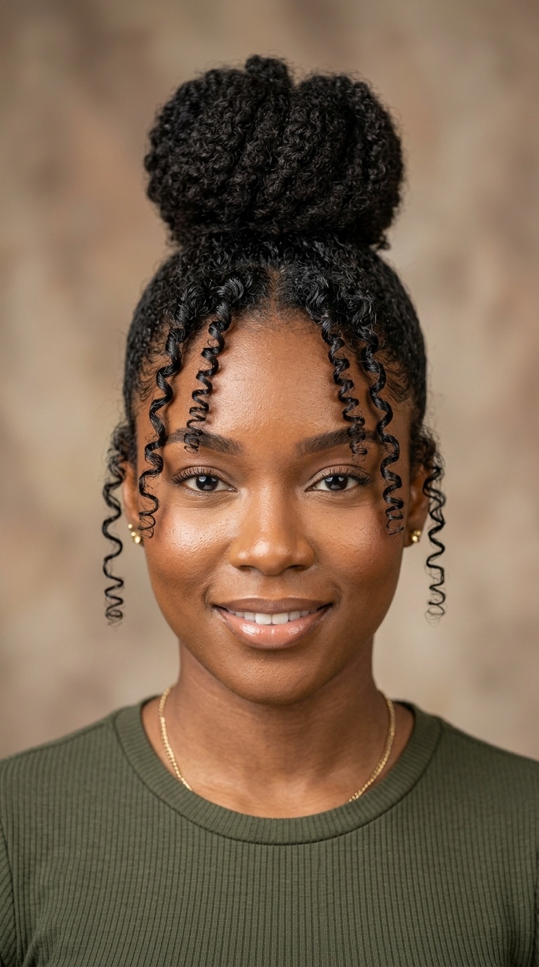 Top Knot with Curly Tendrils