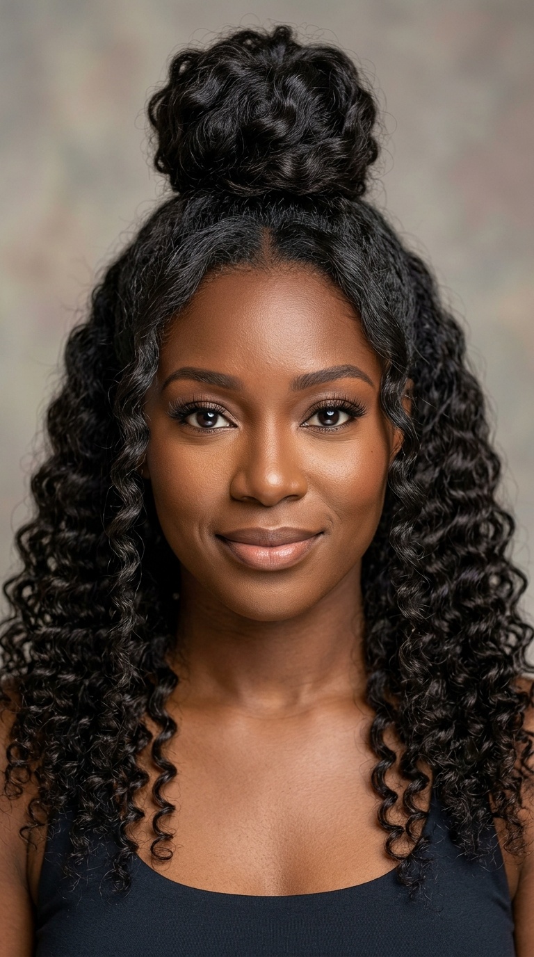 Top Knot with Deep Wave Bundles