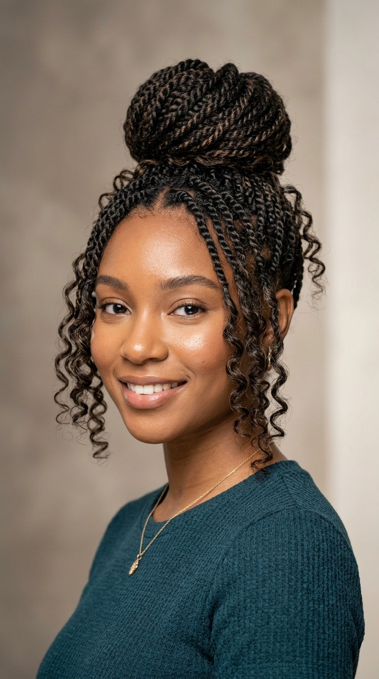 Top Knot with Face-Framing Curls