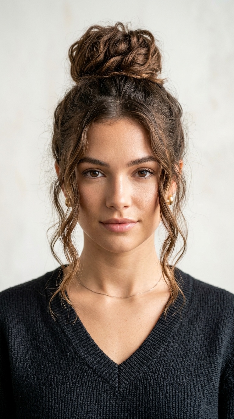 Top Knot with Face-Framing Curls