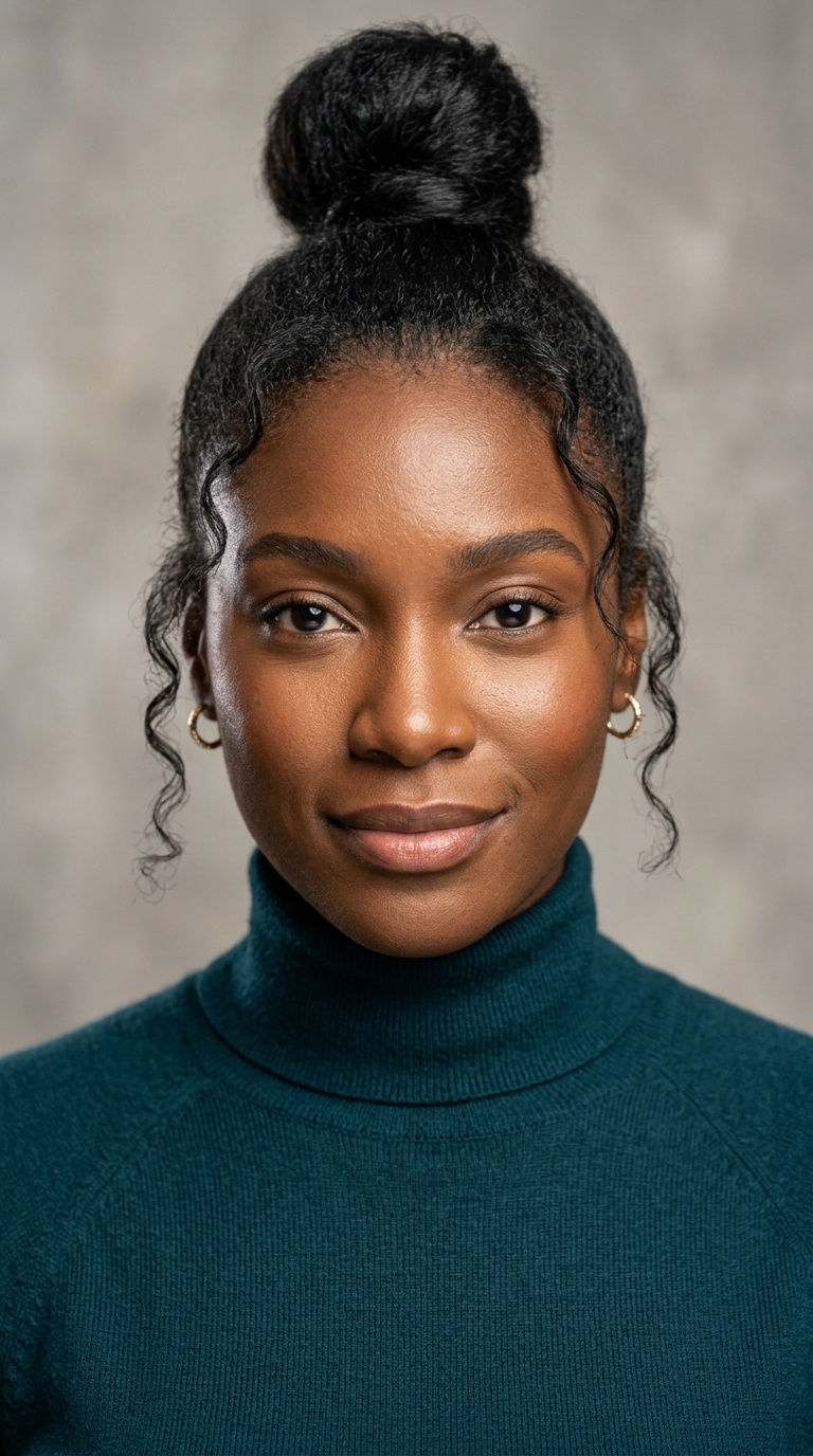 Top Knot with Face-Framing Tendrils