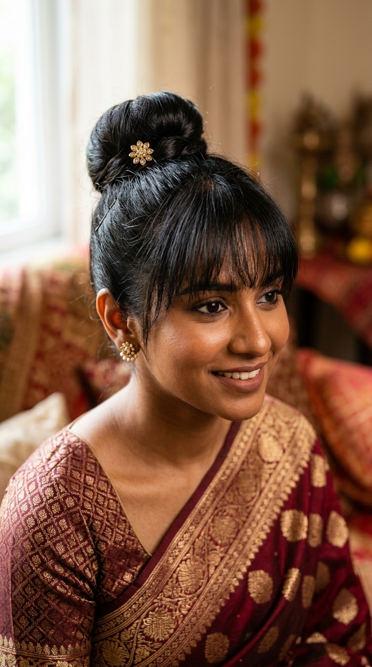 Top Knot with Front Fringes