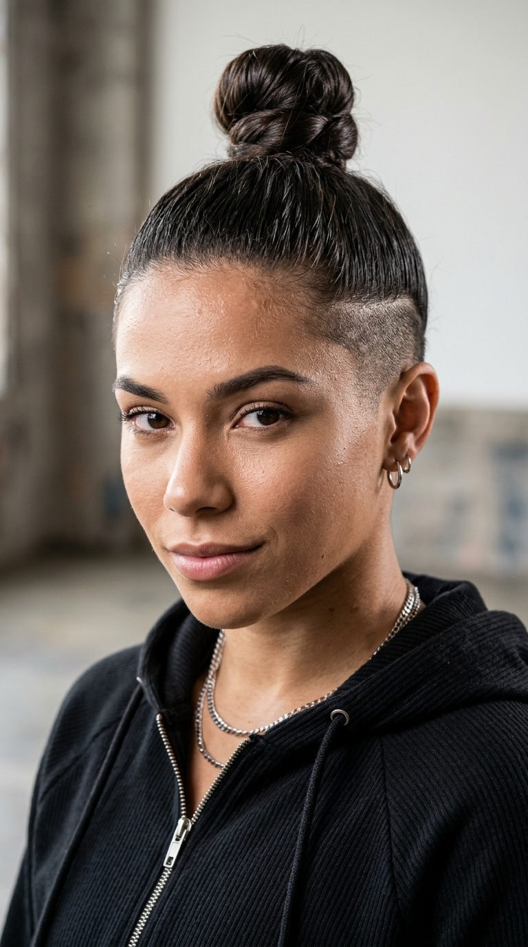 Top Knot with Shaved Undercut