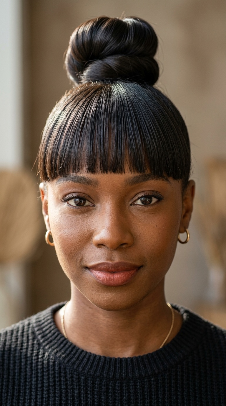 Top Knot with Straight Fringe