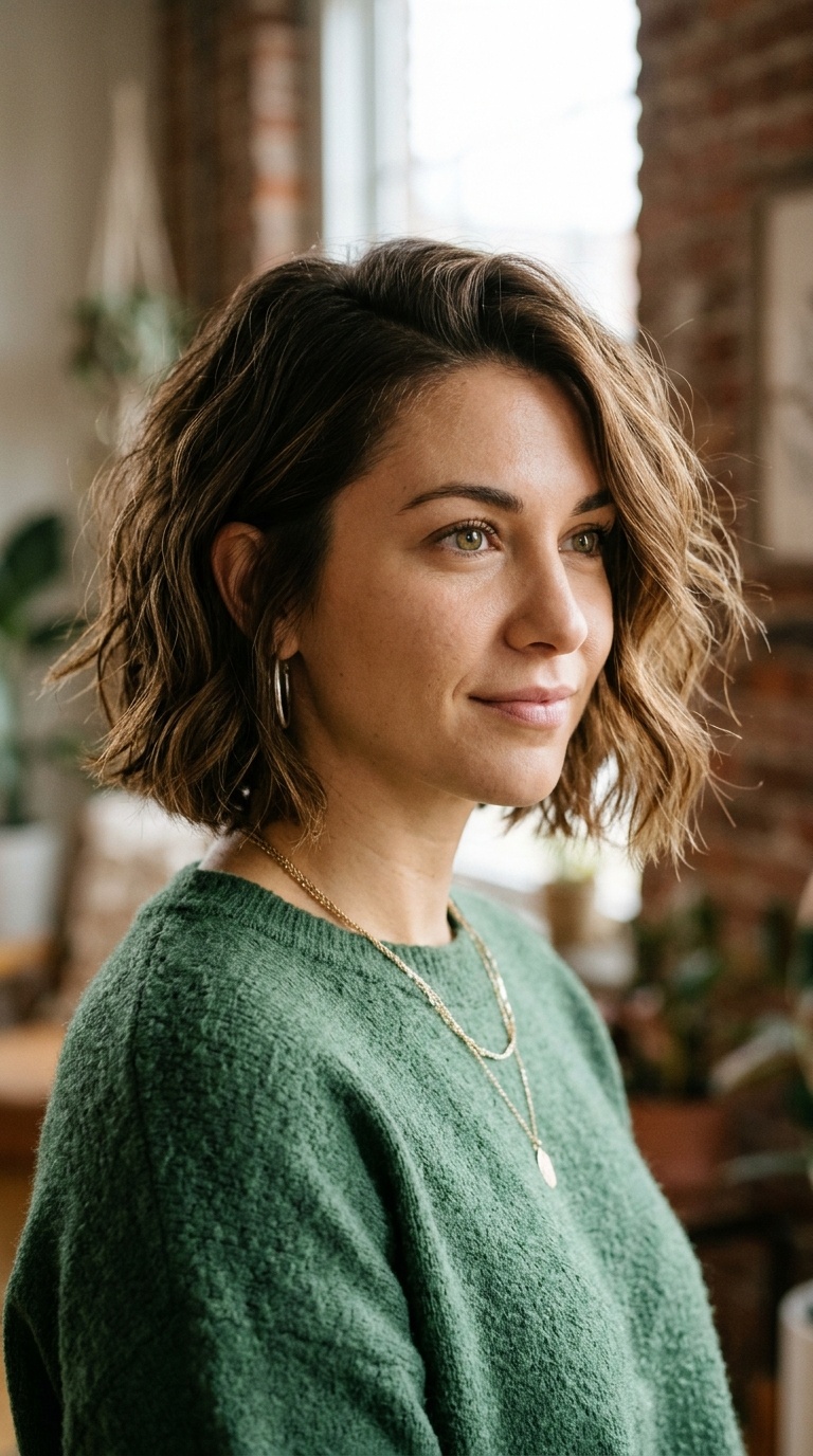 Tousled Bob with a Deep Side Part