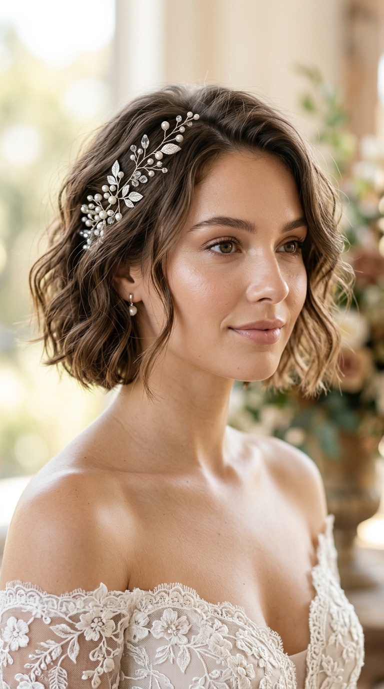 Tousled Bob with Delicate Vine Accents