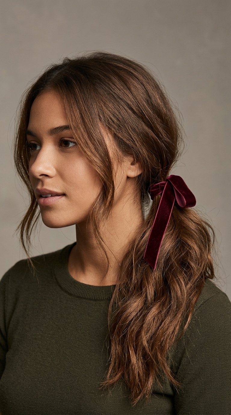 Tousled Pony with Velvet Ribbon