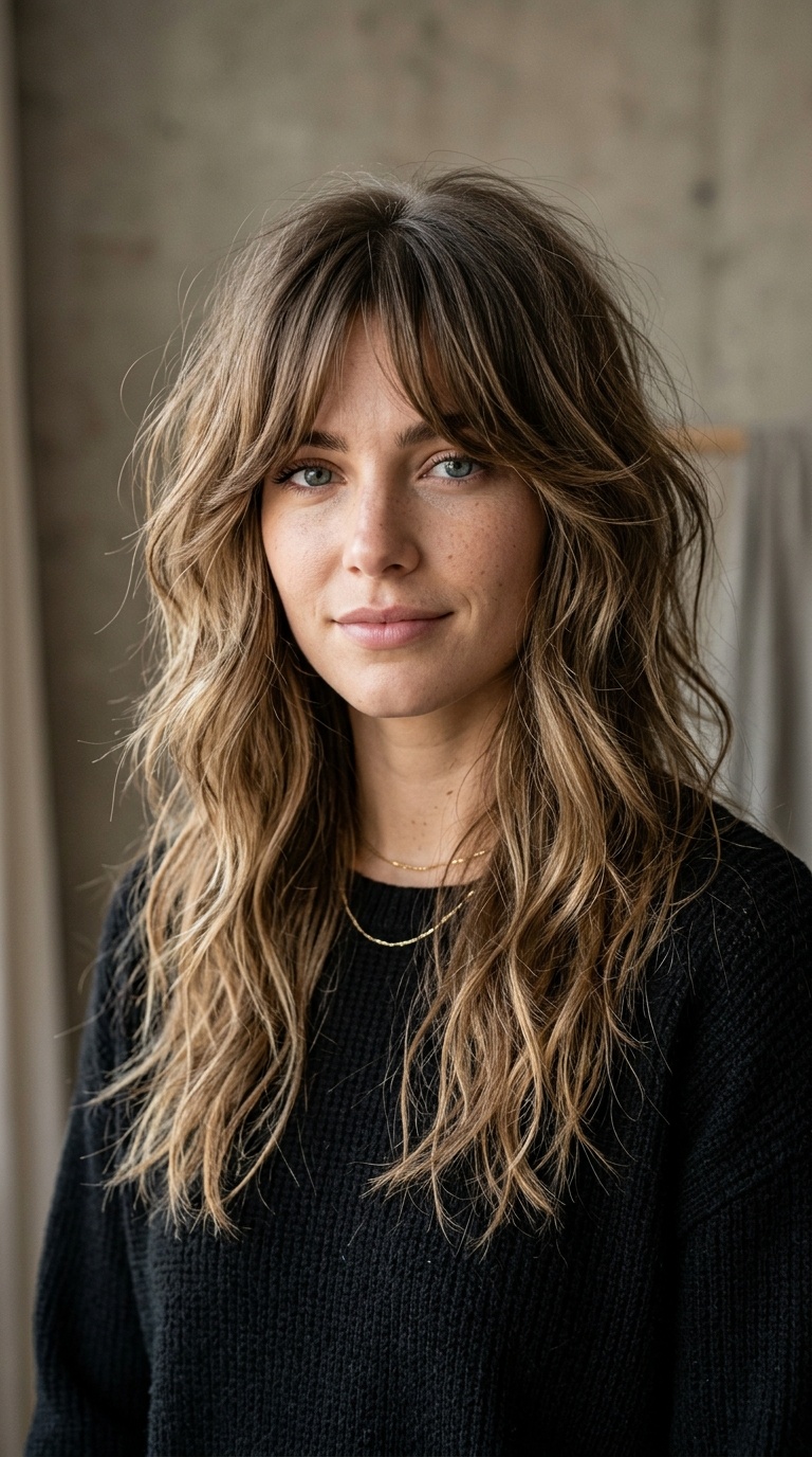 Tousled Shag with Curtain Bangs