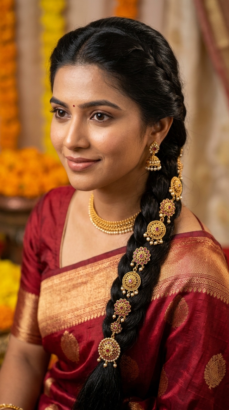 Traditional Braid with Gold Billai